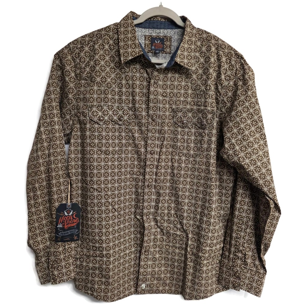 Moonshine Spirit Brad Paisley Mens XL Western Snap Shirt Time Bomb Brown